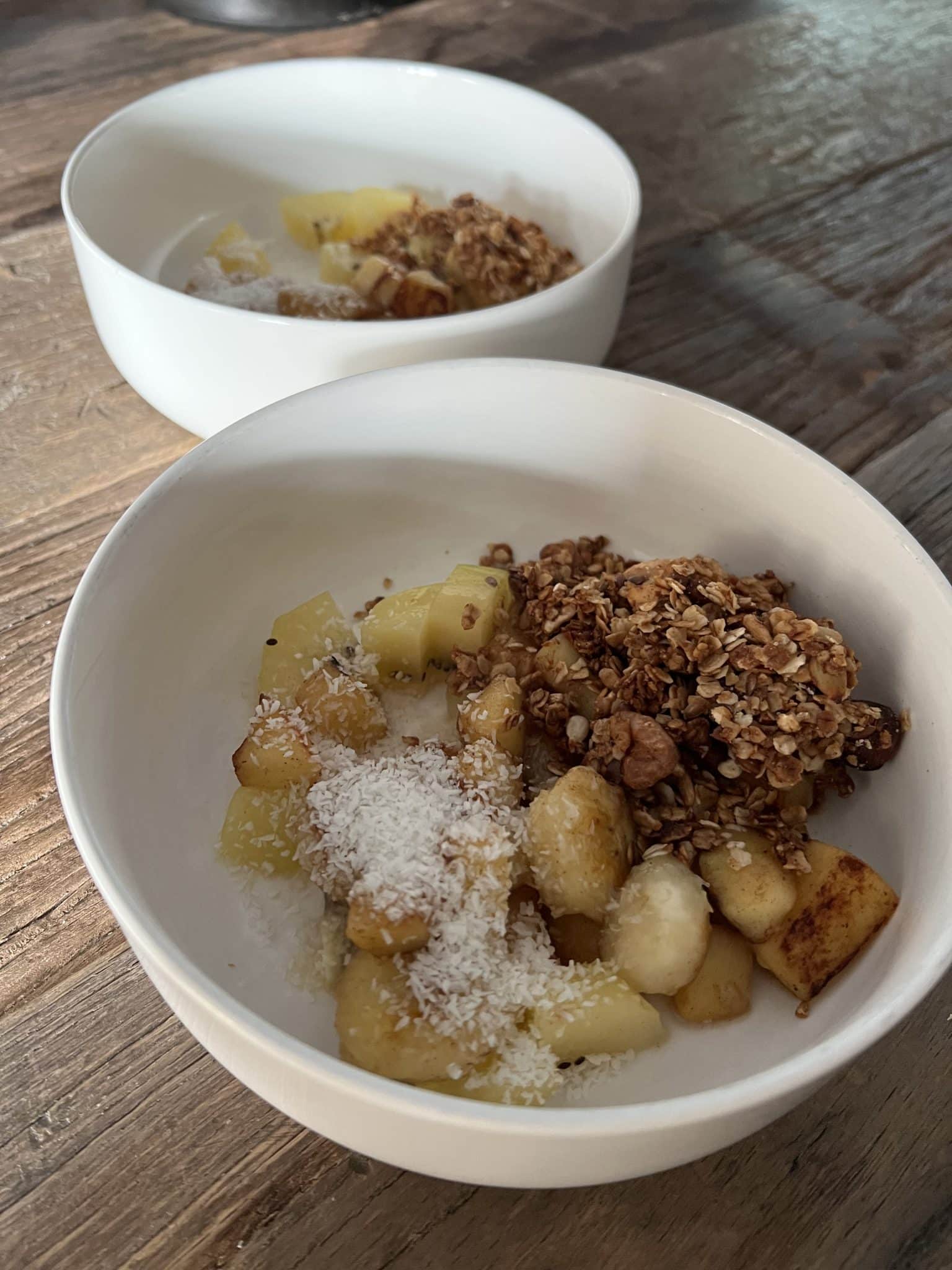 Our favorite breakfast: fruit with granola