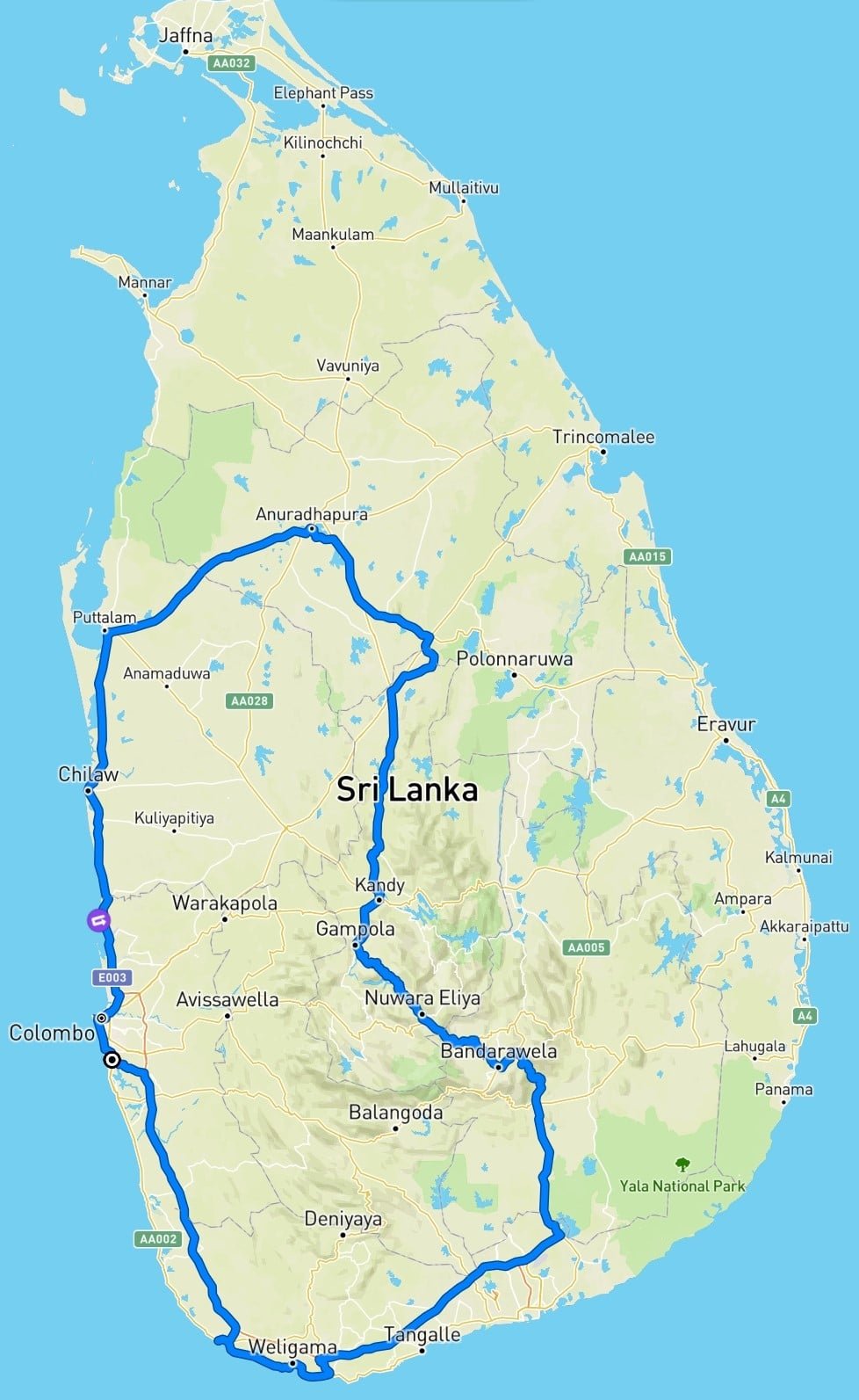 Sri Lanka route 16 days