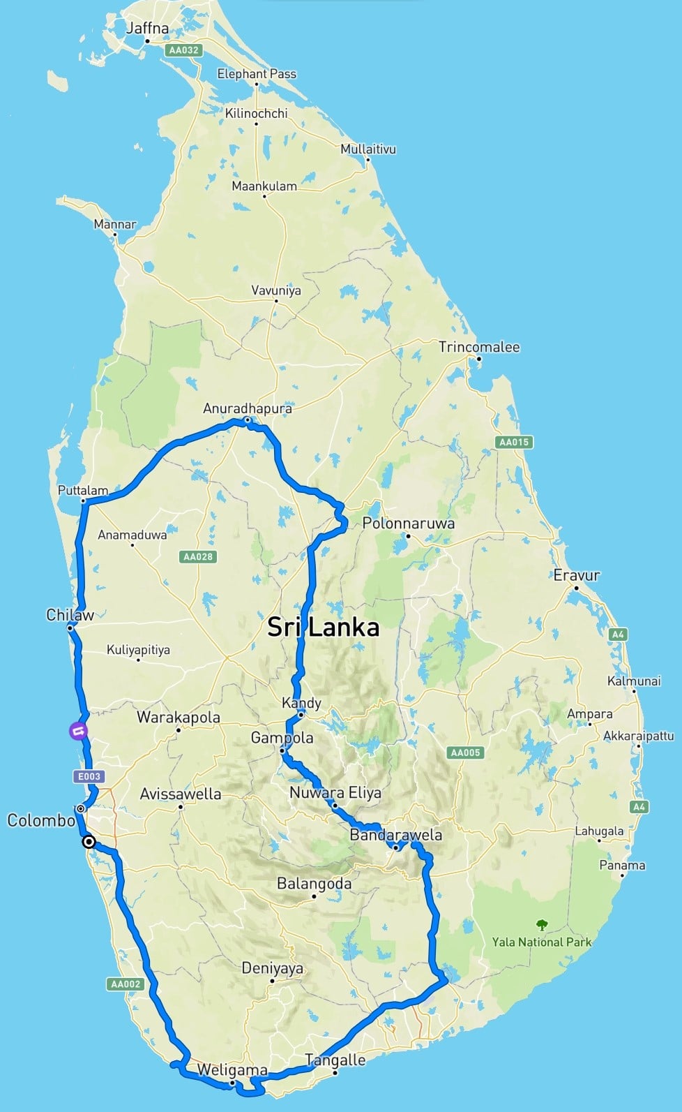 Sri Lanka route 16 days