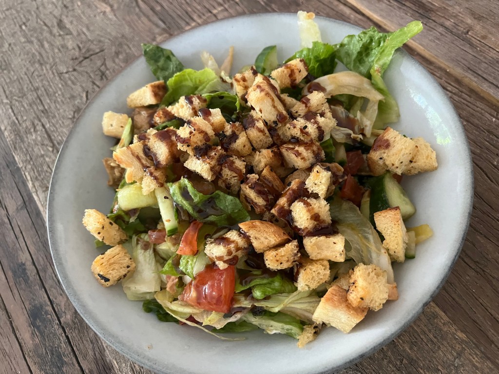 Croutons on top of a salad