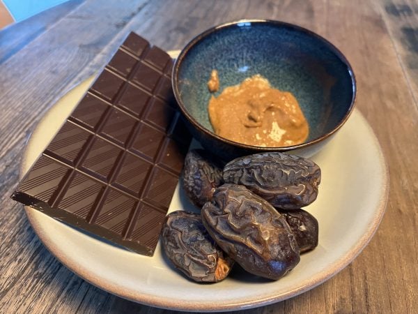 Healthy Chocolate Peanut Butter Stuffed Dates
